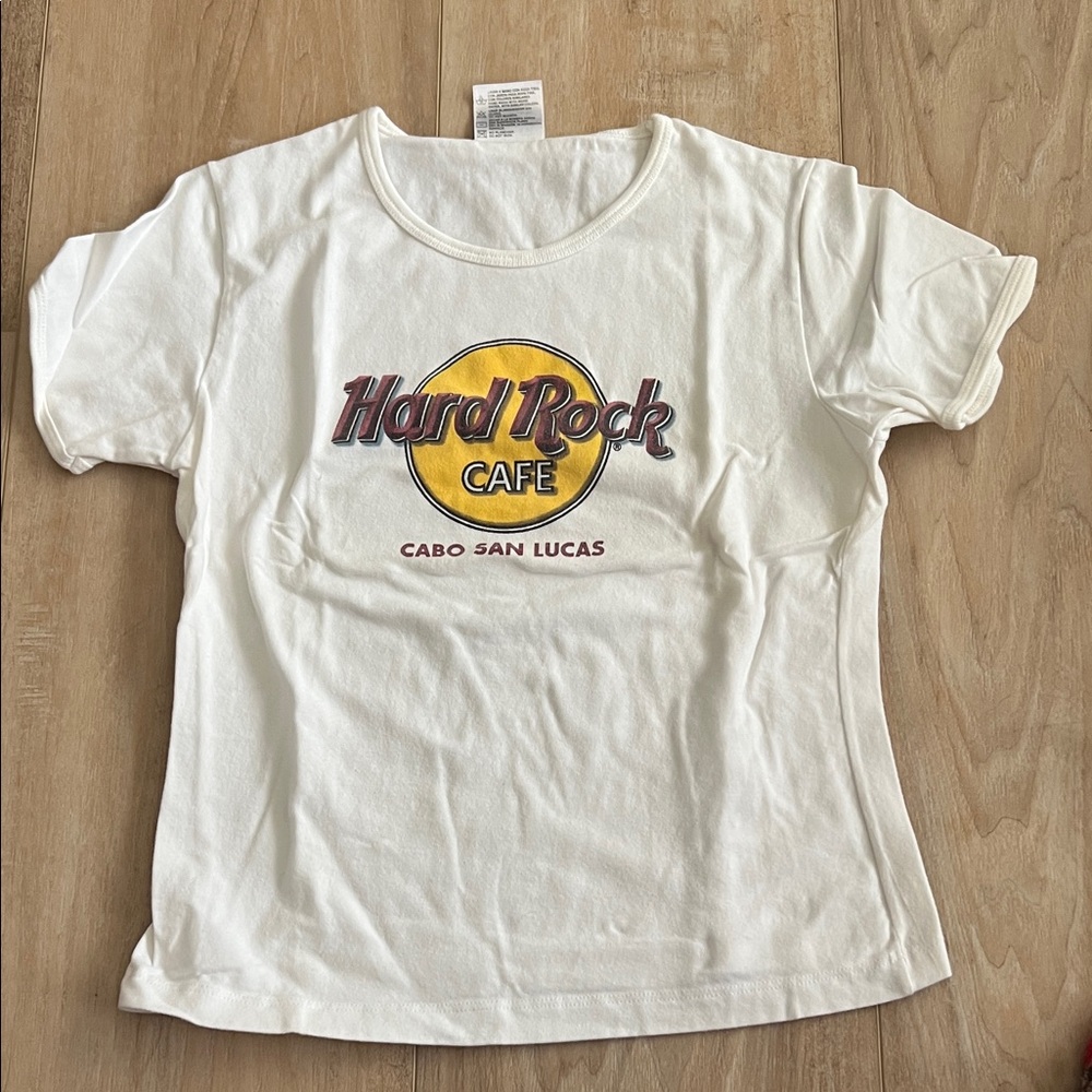 Hard Rock Cafe Women's  Tee in White with Yellow Logo